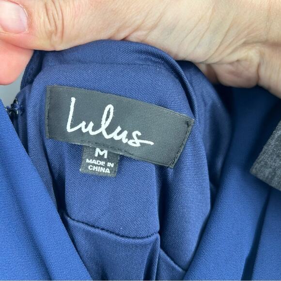 NWT Lulu's Heavenly Hues Maxi Dress Navy Blue Size M High Leg Slit Party Wedding - Picture 10 of 12